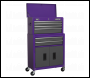 Sealey AP2200COMBOCP Topchest & Rollcab Combination 6 Drawer with Ball-Bearing Slides - Purple/Grey & 170pc Tool Kit
