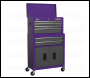 Sealey AP2200BBCPSTACK Topchest, Mid-Box Tool Chest & Rollcab 9 Drawer Stack - Purple