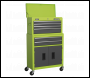 Sealey AP2200COMBOHV 6 Drawer Topchest & Rollcab Combination with Ball-Bearing Slides - Green/Grey & 170pc Tool Kit