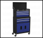 Sealey AP22BCOMBO Topchest & Rollcab Combination 6 Drawer with Ball-Bearing Slides - Blue/Black & 170pc Tool Kit