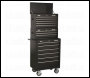 Sealey AP22BSTACK Topchest, Mid-Box Tool Chest & Rollcab 14 Drawer Stack - Black