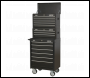 Sealey AP22BSTACK Topchest, Mid-Box Tool Chest & Rollcab 14 Drawer Stack - Black