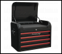 Sealey AP28104BR Topchest 4 Drawer Retro Style - Black with Red Anodised Drawer Pulls