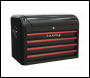 Sealey AP28104BR Premier™ Retro Style Topchest 4 Drawer - Black with Red Anodised Drawer Pulls
