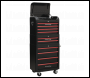 Sealey AP28COMBO2BR Retro Style Topchest, Mid-Box Tool Chest & Rollcab Combination 10 Drawer - Black with Red Anodised Drawer Pulls