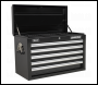 Sealey APCOMBOBBTK56 Topchest & Rollcab Combination 10 Drawer with Ball-Bearing Slides - Black with 148pc Tool Kit