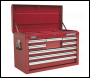 Sealey APCOMBOBBTK57 Topchest & Rollcab Combination 15 Drawer with Ball-Bearing Slides - Red & 148pc Tool Kit