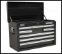 Sealey APCOMBOBBTK58 Topchest & Rollcab Combination 15 Drawer with Ball-Bearing Slides - Black & 148pc Tool Kit