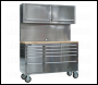 Sealey AP5520SS Mobile Stainless Steel Tool Cabinet 10 Drawer with Backboard & 2 Wall Cupboards