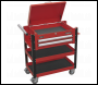 Sealey AP760M Superline PRO® Heavy-Duty Mobile Tool & Parts Trolley with Lockable Top & 2 Drawers - Red