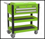 Sealey AP760MHV Superline PRO® Heavy-Duty Mobile Tool & Parts Trolley with Lockable Top & 2 Drawers - Green