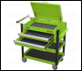 Sealey AP760MHV Superline PRO® Heavy-Duty Mobile Tool & Parts Trolley with Lockable Top & 2 Drawers - Green