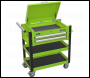 Sealey AP760MHV Superline PRO® Heavy-Duty Mobile Tool & Parts Trolley with Lockable Top & 2 Drawers - Green