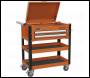 Sealey AP760MO Heavy-Duty Mobile Tool & Parts Trolley 2 Drawers & Lockable Top - Orange