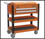 Sealey AP760MO Heavy-Duty Mobile Tool & Parts Trolley 2 Drawers & Lockable Top - Orange