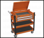 Sealey AP760MO Heavy-Duty Mobile Tool & Parts Trolley 2 Drawers & Lockable Top - Orange