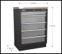 Sealey APMS59 Superline PRO® Modular Cabinet 5 Drawer 680mm