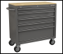 Sealey APMWS1G American PRO® Mobile Workstation with Wooden Worktop 5 Drawer - Grey