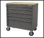Sealey APMWS1G American PRO® Mobile Workstation with Wooden Worktop 5 Drawer - Grey