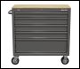 Sealey APMWS1G American PRO® Mobile Workstation with Wooden Worktop 5 Drawer - Grey