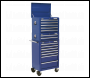 Sealey APSTACKTC Topchest, Mid-Box Tool Chest & Rollcab Combination 14 Drawer with Ball-Bearing Slides - Blue