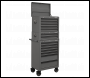 Sealey APSTACKTGR Topchest, Mid-Box Tool Chest & Rollcab Combination 14 Drawer with Ball-Bearing Slides - Grey