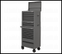 Sealey APSTACKTGR Topchest, Mid-Box Tool Chest & Rollcab Combination 14 Drawer with Ball-Bearing Slides - Grey