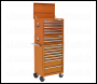 Sealey APSTACKTO Topchest, Mid-Box Tool Chest & Rollcab Combination 14 Drawer with Ball-Bearing Slides - Orange