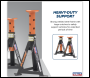 Sealey AS3O Premier Axle Stands (Pair) 3 Tonne Capacity per Stand - Orange