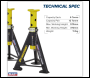 Sealey AS6Y Premier Axle Stands (Pair) 6 Tonne Capacity per Stand - Yellow