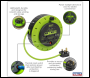 Sealey BCR10G 10m Cassette Type Cable Reel with Thermal Trip 2 x 230V & 2 x USB - Hi-Vis Green