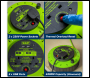 Sealey BCR10G 10m Cassette Type Cable Reel with Thermal Trip 2 x 230V & 2 x USB - Hi-Vis Green