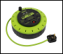 Sealey BCR10G 10m Cassette Type Cable Reel with Thermal Trip 2 x 230V & 2 x USB - Hi-Vis Green