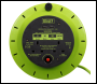Sealey BCR10G 10m Cassette Type Cable Reel with Thermal Trip 2 x 230V & 2 x USB - Hi-Vis Green