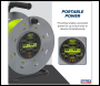 Sealey BCR50G 50m Cable Reel with Thermal Trip 4 x 230V - Hi-Vis Green