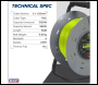 Sealey BCR50G 50m Cable Reel with Thermal Trip 4 x 230V - Hi-Vis Green