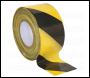 Sealey BTBY Hazard Warning Barrier Tape 80mm x 100m Black/Yellow Non-Adhesive