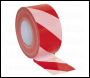 Sealey BTRW Hazard Warning Barrier Tape 80mm x 100m Red/White Non-Adhesive