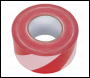 Sealey BTRW Hazard Warning Barrier Tape 80mm x 100m Red/White Non-Adhesive