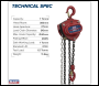 Sealey CB1000 2.5m Chain Block 1 Tonne