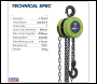 Sealey CB1000E 2.5m Chain Block 1 Tonne