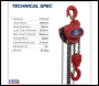 Sealey CB3000 3m Chain Block 3 Tonne