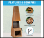 Sealey DG108 Dellonda Outdoor Chiminea Fireplace Heater Firewood Storage - Corten Steel