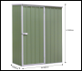 Sealey DG113 Dellonda Galvanized Steel Storage Shed with Pent Style Roof 150 x 80 x 190cm - Green