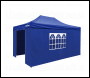 Sealey DG169 Dellonda Premium 3x4.5m Pop-Up Gazebo & Side Walls, PVC Coated, Water-Resistant Fabric with Carry Bag, Rope, Stakes & Weight Bags - Blue