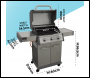 Sealey DG16 Dellonda 3 Burner Deluxe Gas BBQ Grill with Piezo Ignition & Thermometer - Stainless Steel