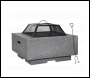 Sealey DG193 Dellonda Square MgO Fire Pit with BBQ Grill, Safety Mesh Screen - Dark Grey