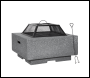 Sealey DG193 Dellonda Square MgO Fire Pit with BBQ Grill, Safety Mesh Screen - Dark Grey