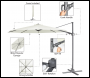 Sealey DG268 Dellonda Cantilever Parasol with 360° Rotation, Tilt & Cover 3m - Cream