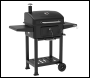 Sealey DG283 Dellonda Charcoal Grill BBQ Smoker and Trolley with 2 Side Shelves - Black